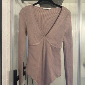 Abercrombie & Fitch Taupe Ribbed Top